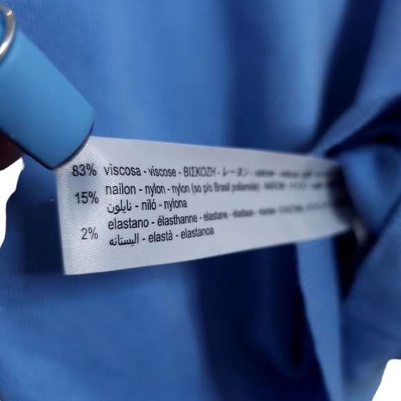 Zara Blogger Fave Blue Turtleneck Sweater Gold Snap Buttons Cuffs women's medium - Picture 6 of 7